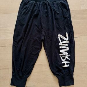 Zumba Fitness Black Capri Swestpants with White Logo - Medium